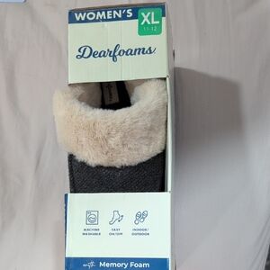 Dearfoams XL Charcoal Slippers with Cream Lining